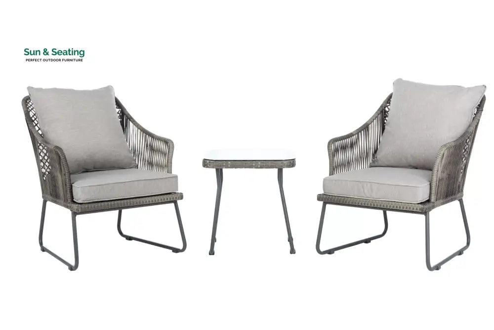 Aadhan Outdoor Patio Seating Set 2 Chairs and 1 Table Set (Grey) Coffee Table Sets