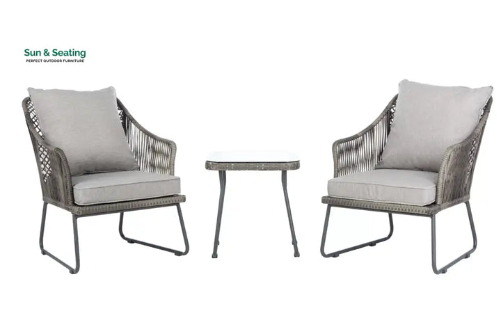 Aadhan Outdoor Patio Seating Set 2 Chairs and 1 Table Set (Grey) Coffee Table Sets