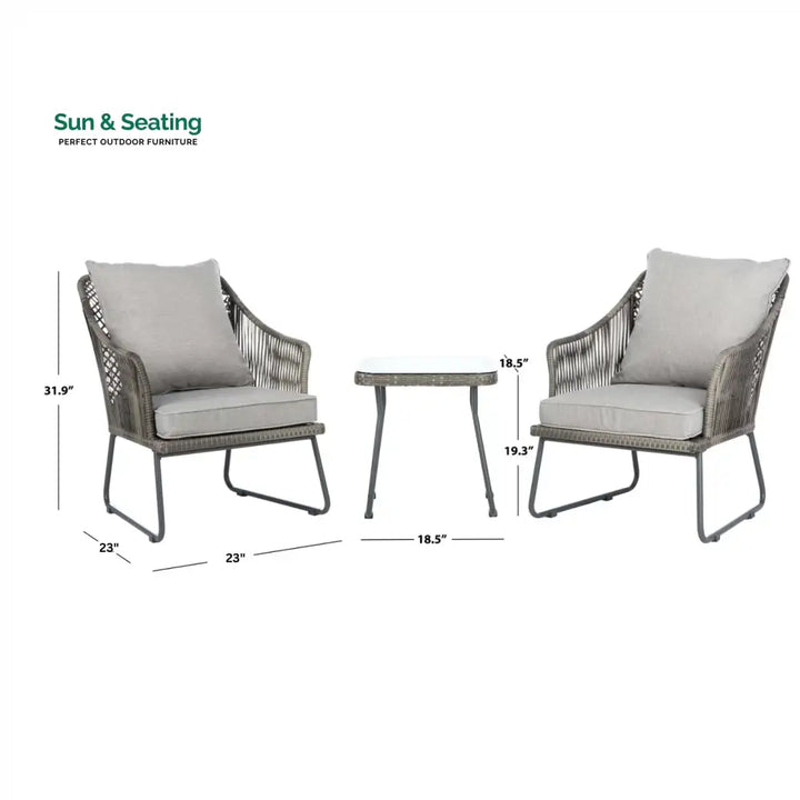 Aadhan Outdoor Patio Seating Set 2 Chairs and 1 Table Set (Grey) Coffee Table Sets