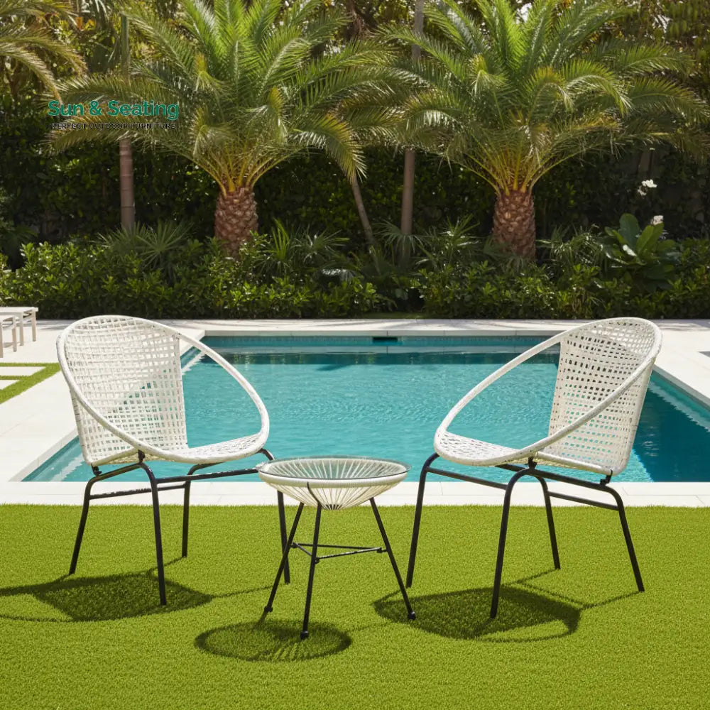 Aadhish Outdoor Patio Seating Set 2 Chairs and 1 Table Set (Cream) Coffee Table Sets