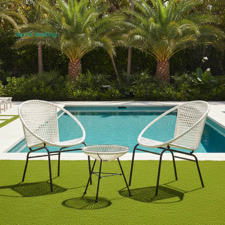 Aadhish Outdoor Patio Seating Set 2 Chairs and 1 Table Set (Cream) Coffee Table Sets