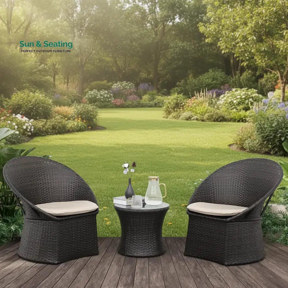 Aaradhya 3-Piece Outdoor Rattan Wicker Patio Set Patio Set