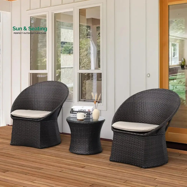 Aaradhya 3-Piece Outdoor Rattan Wicker Patio Set Patio Set