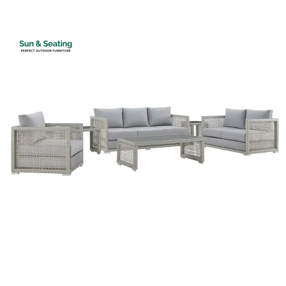 Aarini Outdoor Wicker Woven 6 Pieces Sectional Patio Furniture Set Sofa Set
