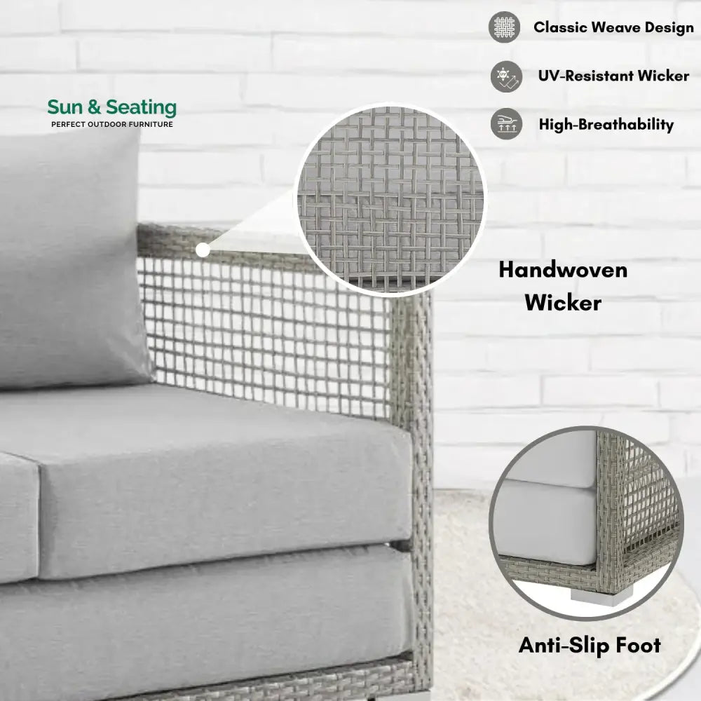 Aarini Outdoor Wicker Woven 6 Pieces Sectional Patio Furniture Set Sofa Set