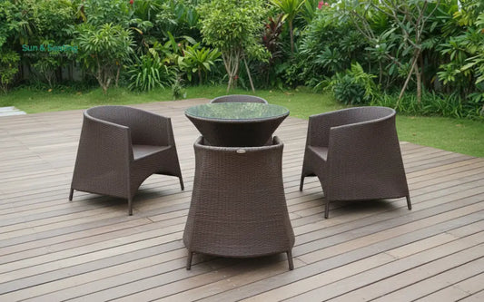 Aaru Outdoor Patio Seating Set 4 Chairs and 1 Table Set (Dark Brown) Coffee Table Sets