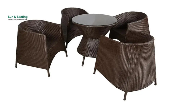 Aaru Outdoor Patio Seating Set 4 Chairs and 1 Table Set (Dark Brown) Coffee Table Sets