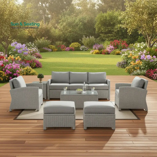 Abeni 7 Piece Outdoor Wicker Conversation Furniture Set Sofa Set
