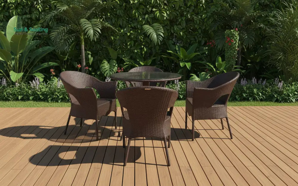 Ace Outdoor Patio Seating Set 4 Chairs and 1 Table Set (Dark Brown) Coffee Table Sets