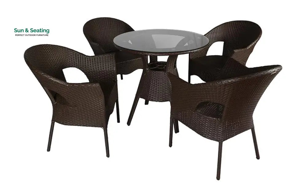 Ace Outdoor Patio Seating Set 4 Chairs and 1 Table Set (Dark Brown) Coffee Table Sets