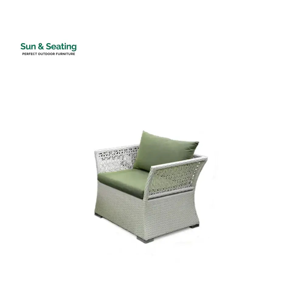 Adara Outdoor Sofa Set 2 Seater 2 Single seater and 1 Center Table (White + Green) Sofa Sets