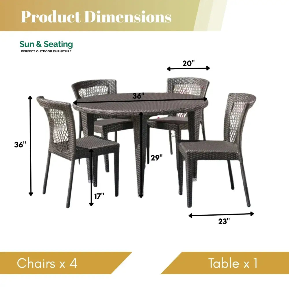 Adeela Outdoor All-Weather Resistant Rattan Wicker 5-Piece Dining Set Dining Set
