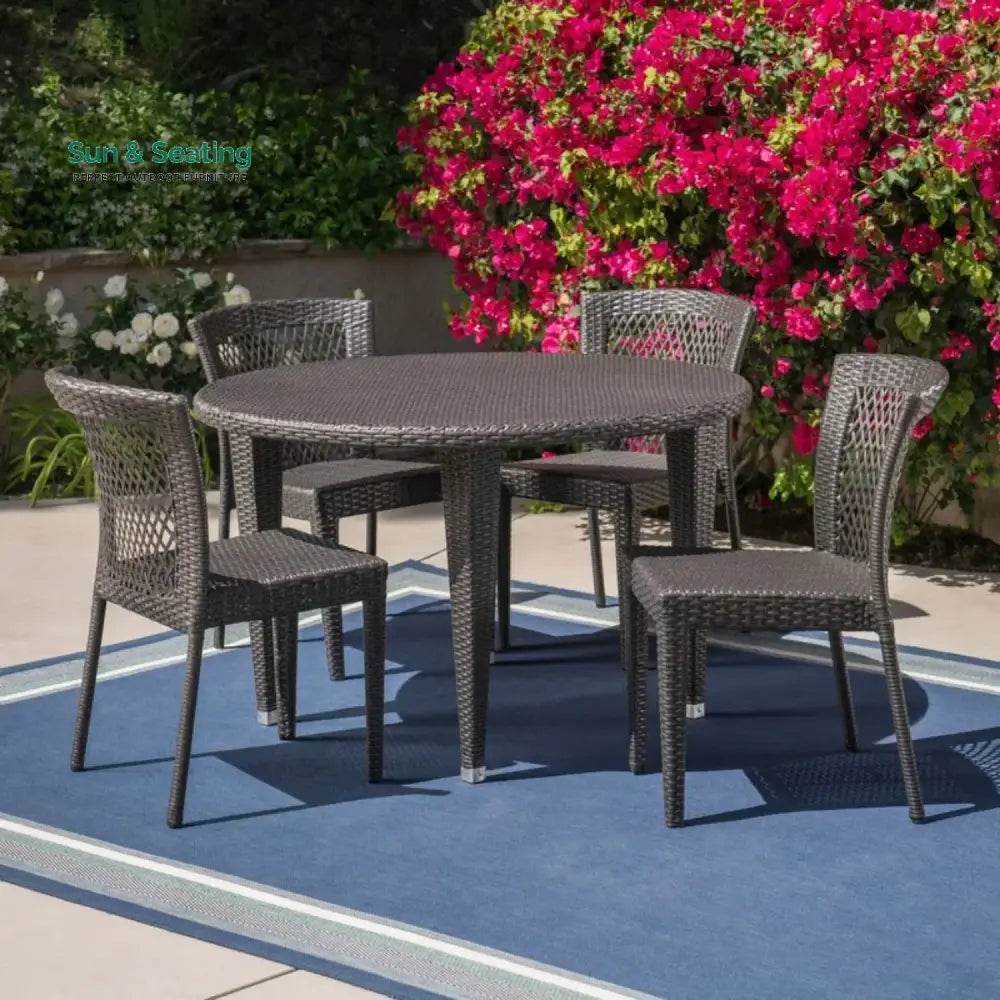 Adeela Outdoor All-Weather Resistant Rattan Wicker 5-Piece Dining Set Dining Set