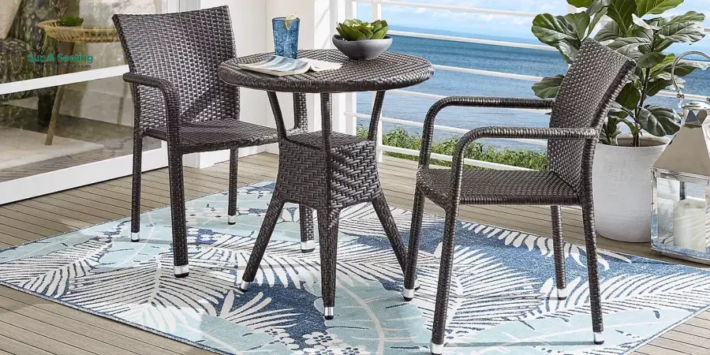 Adelle Outdoor Patio Seating Set 2 Chairs and 1 Table Set Brown Coffee Table Sets