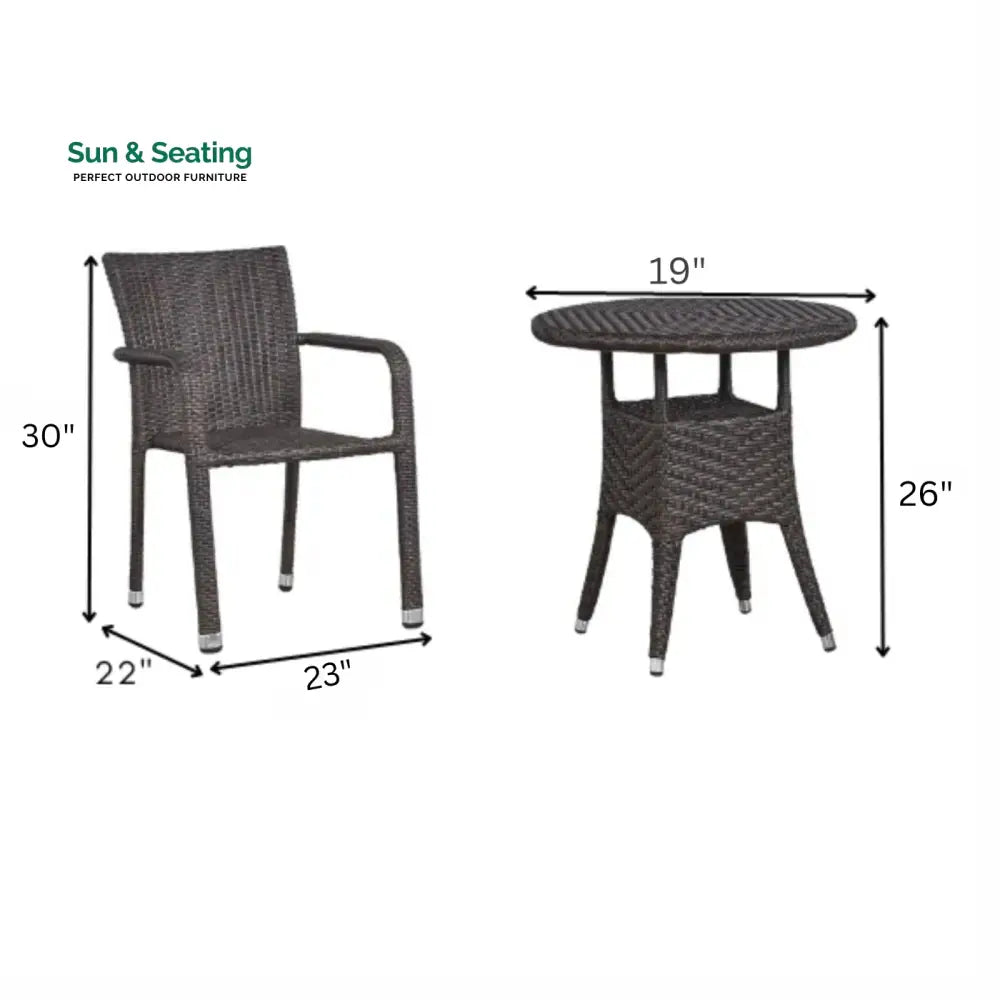 Adelle Outdoor Patio Seating Set 2 Chairs and 1 Table Set Coffee Table Sets
