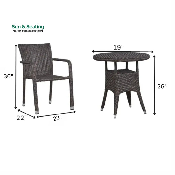 Adelle Outdoor Patio Seating Set 2 Chairs and 1 Table Set Coffee Table Sets