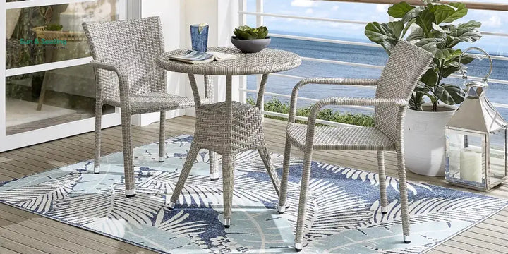 Adelle Outdoor Patio Seating Set 2 Chairs and 1 Table Set Grey Coffee Table Sets