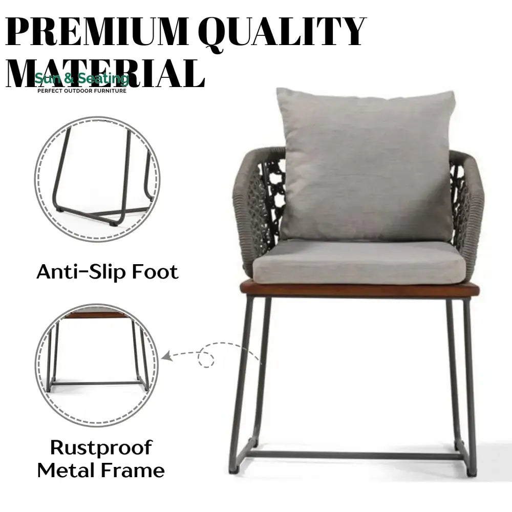 Adelyn Outdoor Rope 2-Piece Patio Chairs With Wooden Base Patio Chairs