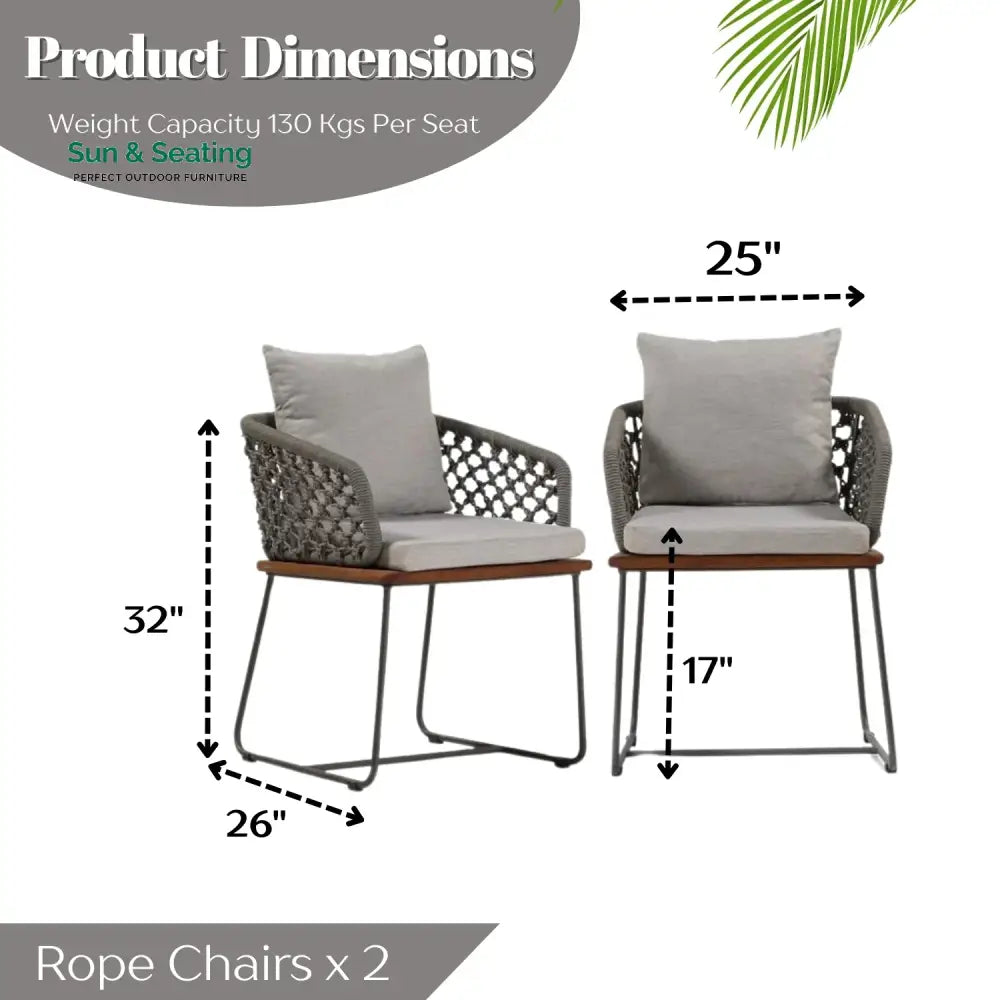 Adelyn Outdoor Rope 2-Piece Patio Chairs With Wooden Base Patio Chairs