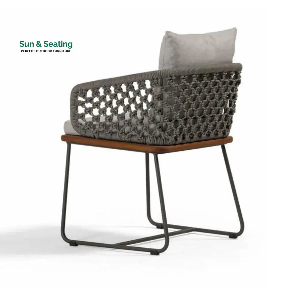 Adelyn Outdoor Rope 2-Piece Patio Chairs With Wooden Base Patio Chairs