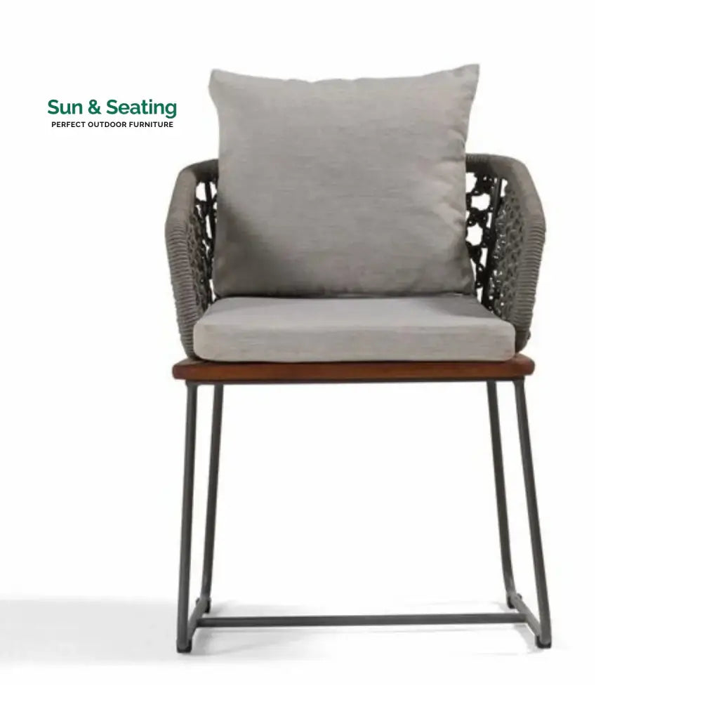 Adelyn Outdoor Rope 2-Piece Patio Chairs With Wooden Base Patio Chairs