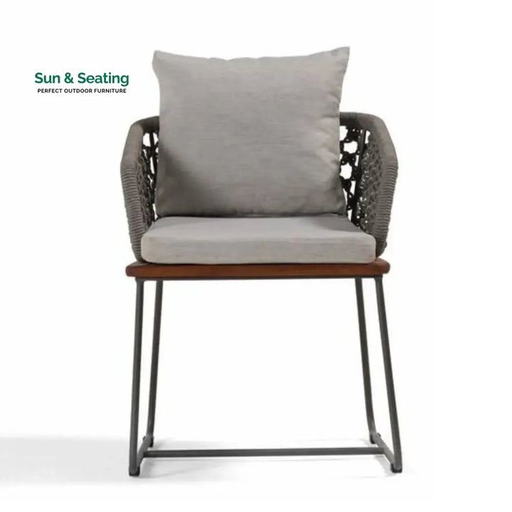 Adelyn Outdoor Rope 2-Piece Patio Chairs With Wooden Base Patio Chairs