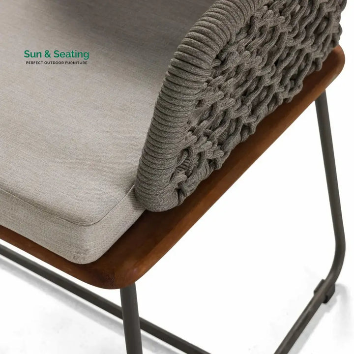 Adelyn Outdoor Rope 2-Piece Patio Chairs With Wooden Base Patio Chairs