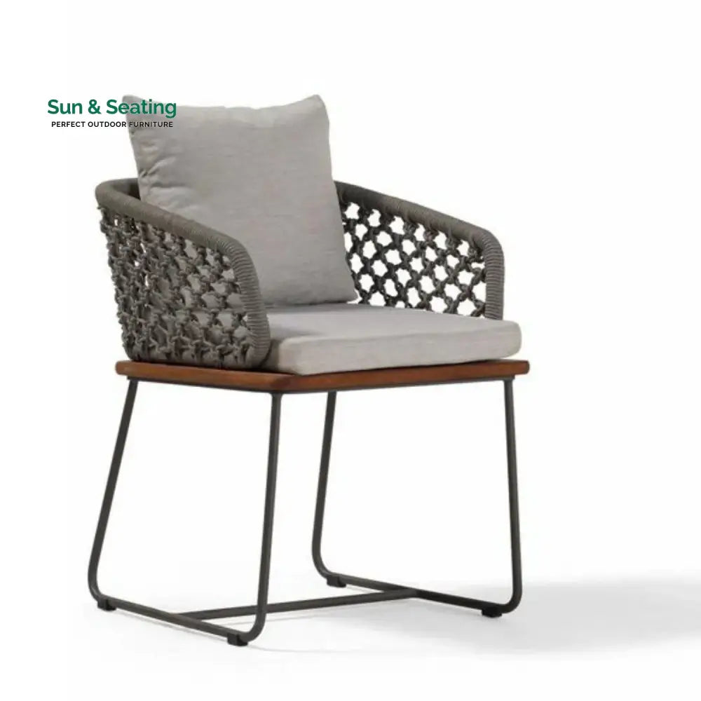 Adelyn Outdoor Rope 2-Piece Patio Chairs With Wooden Base Patio Chairs