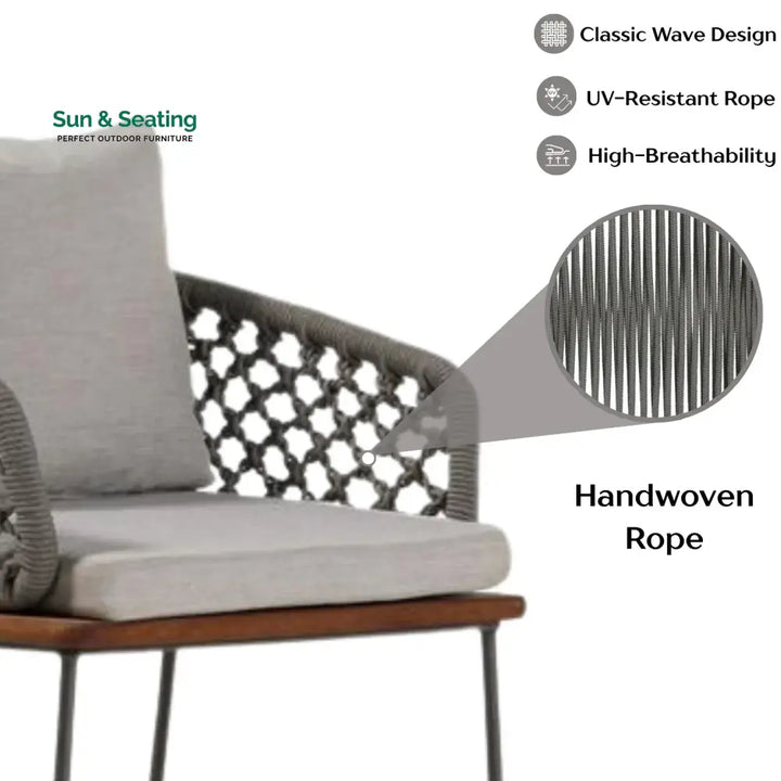 Adelyn Outdoor Rope 2-Piece Patio Chairs With Wooden Base Patio Chairs
