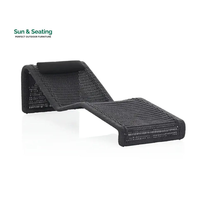 Adnet Outdoor Swimming Poolside Lounger Set of 2 (Black) Braided &amp; Rope Loungers