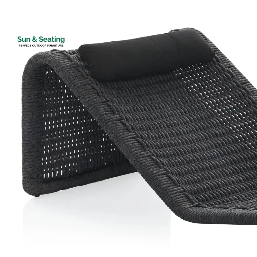 Adnet Outdoor Swimming Poolside Lounger Set of 2 (Black) Braided &amp; Rope Loungers