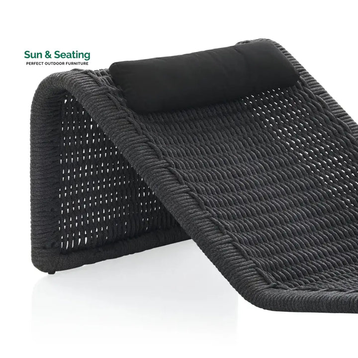 Adnet Outdoor Swimming Poolside Lounger Set of 2 (Black) Braided &amp; Rope Loungers