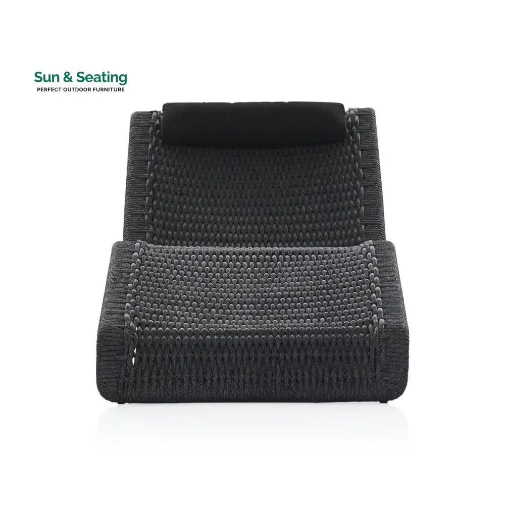 Adnet Outdoor Swimming Poolside Lounger Set of 2 (Black) Braided &amp; Rope Loungers