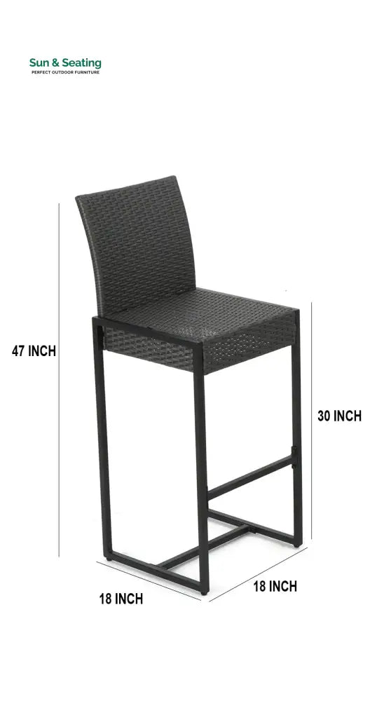 Agnese Outdoor Patio Bar Chair 4 Chairs For Balcony (Grey) Bar Sets