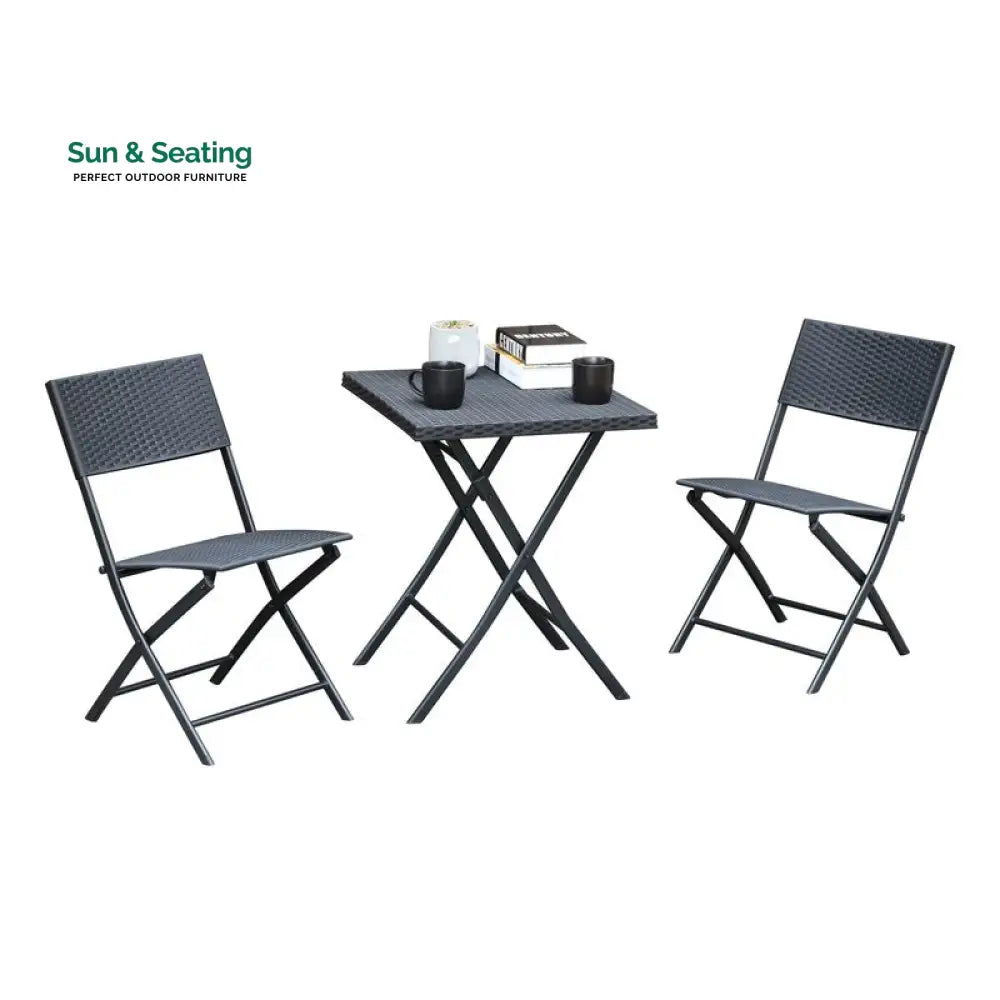 Ahou Outdoor Patio Seating Set 2 Chairs and 1 Table Set (Black) Coffee Table Sets