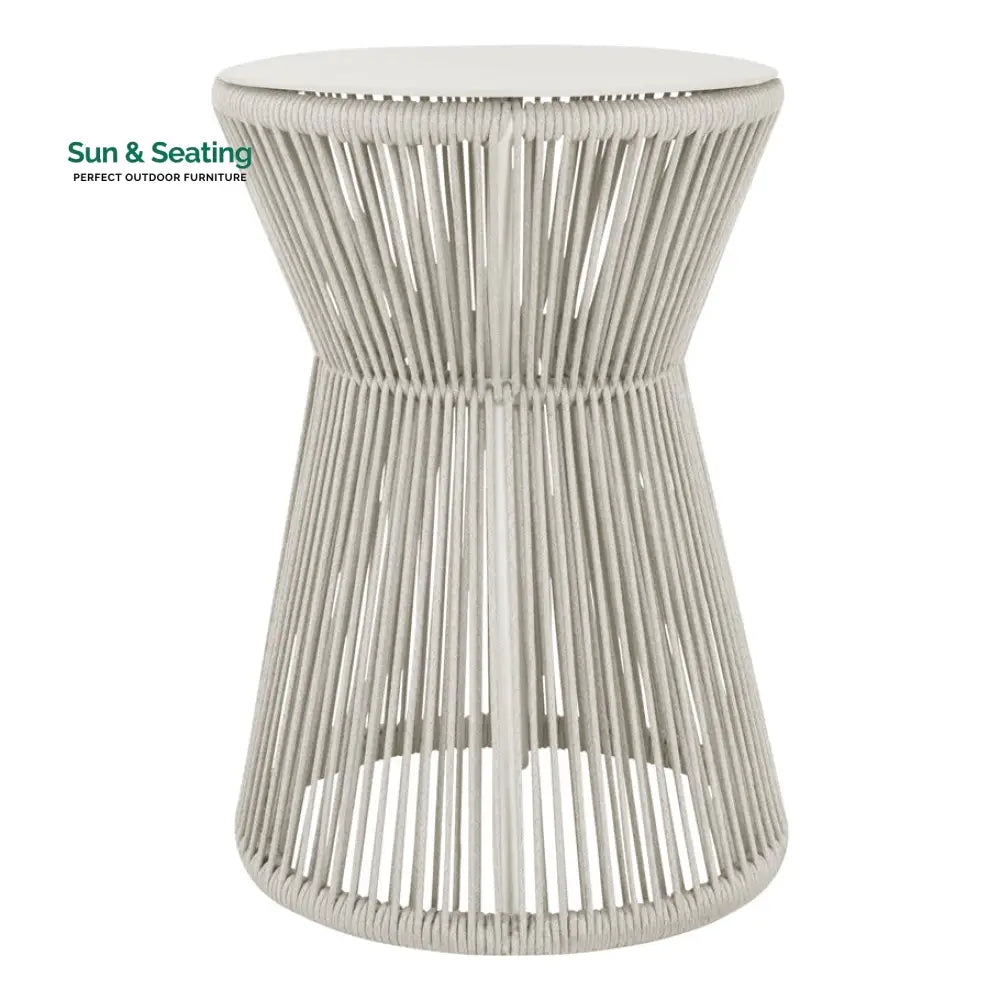 Aid Outdoor Patio Seating Set Single Chair and 1 Side Table Set (Grey) Braided &amp; Rope Coffee Table Sets