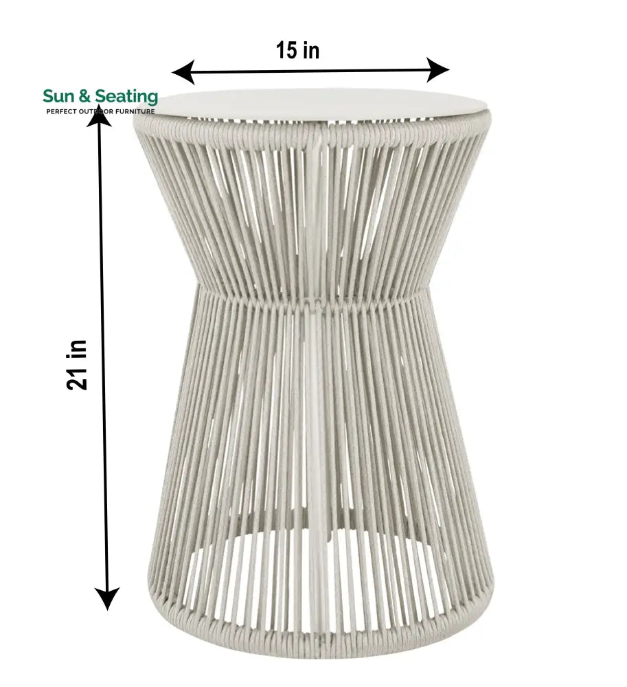Aid Outdoor Patio Seating Set Single Chair and 1 Side Table Set (Grey) Braided &amp; Rope Coffee Table Sets