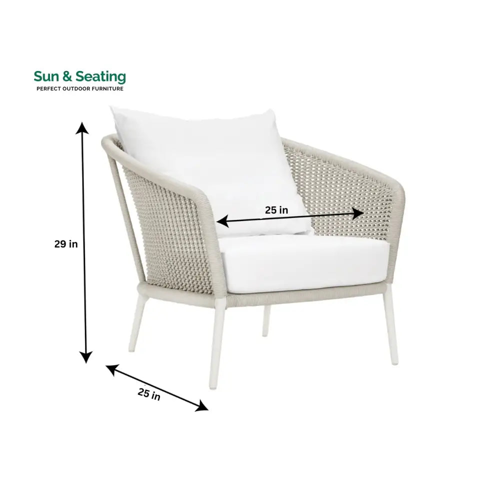 Aid Outdoor Patio Seating Set Single Chair and 1 Side Table Set (Grey) Braided &amp; Rope Coffee Table Sets