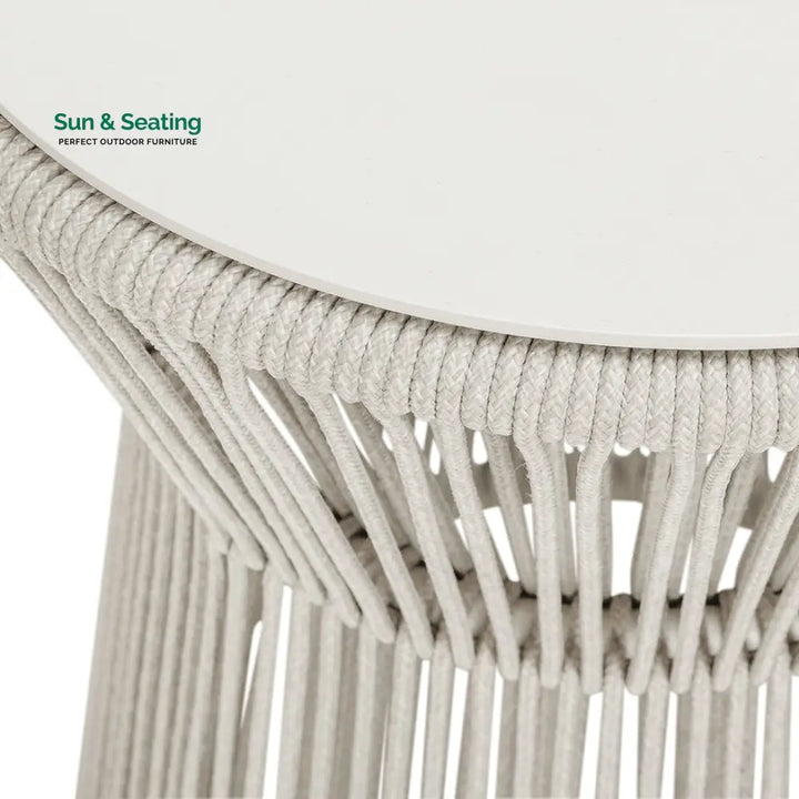 Aid Outdoor Patio Seating Set Single Chair and 1 Side Table Set (Grey) Braided &amp; Rope Coffee Table Sets