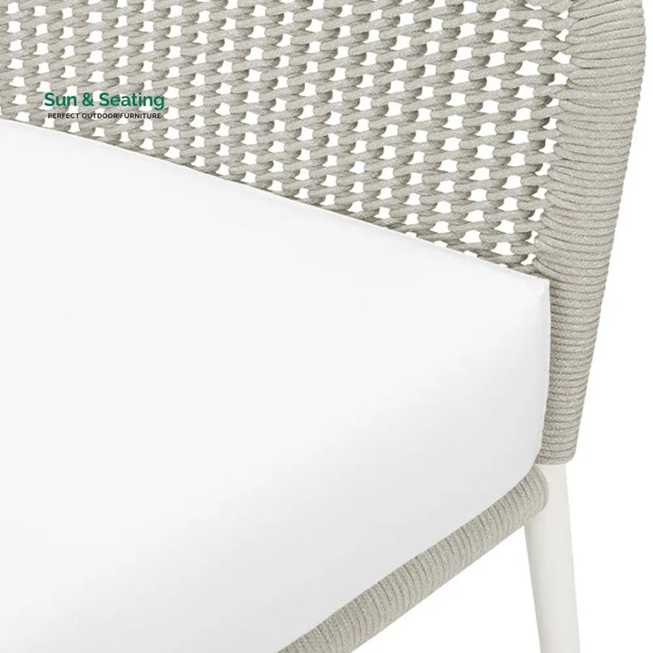 Aid Outdoor Patio Seating Set Single Chair and 1 Side Table Set (Grey) Braided &amp; Rope Coffee Table Sets