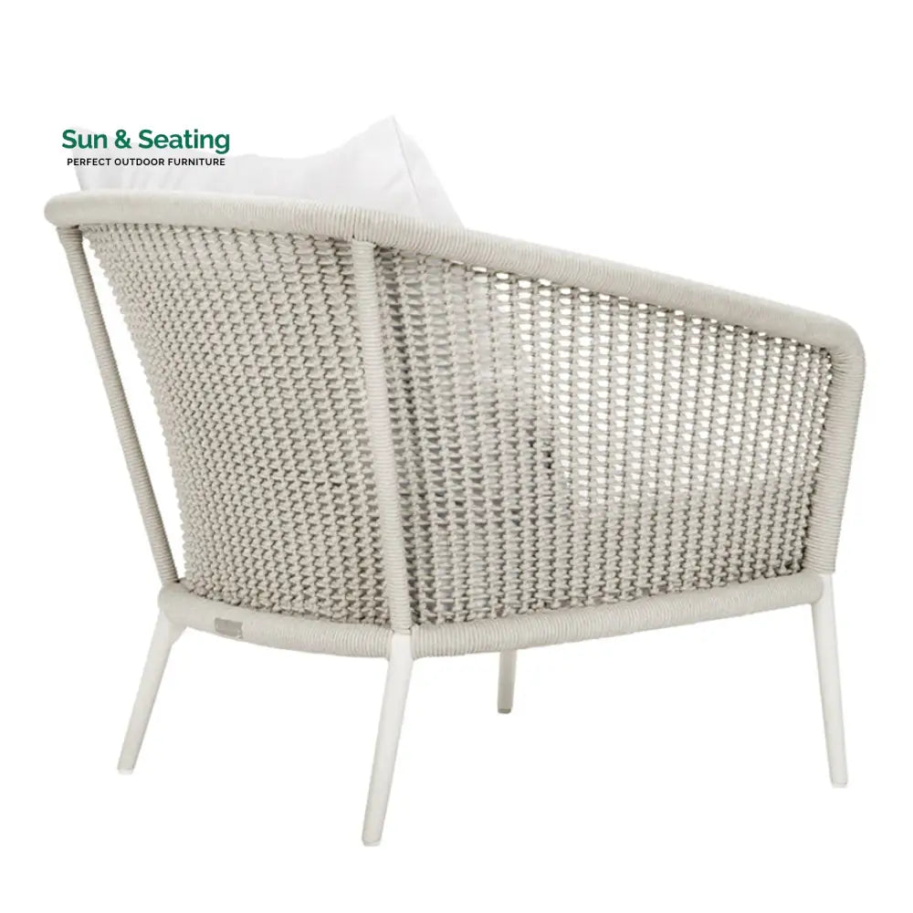 Aid Outdoor Patio Seating Set Single Chair and 1 Side Table Set (Grey) Braided &amp; Rope Coffee Table Sets
