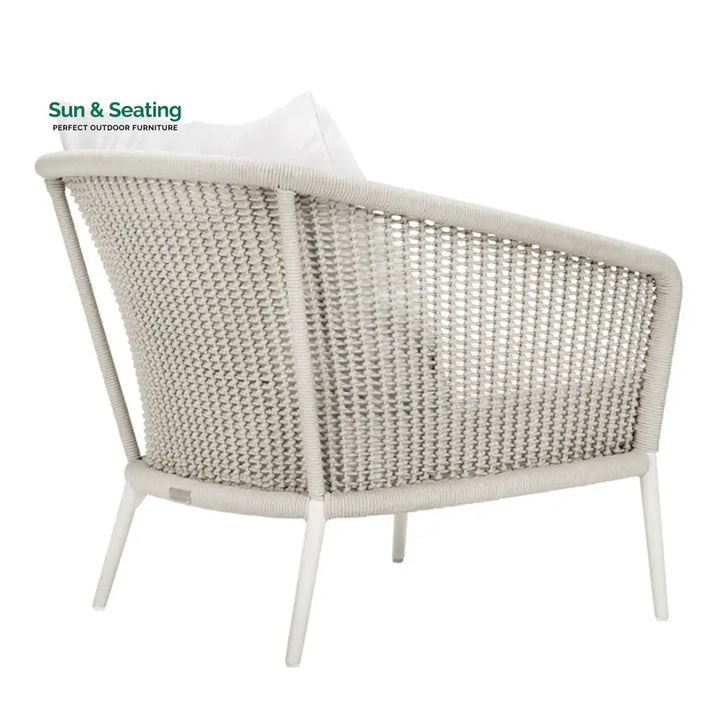Aid Outdoor Patio Seating Set Single Chair and 1 Side Table Set (Grey) Braided &amp; Rope Coffee Table Sets