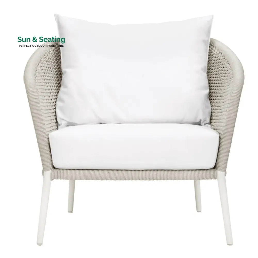 Aid Outdoor Patio Seating Set Single Chair and 1 Side Table Set (Grey) Braided &amp; Rope Coffee Table Sets