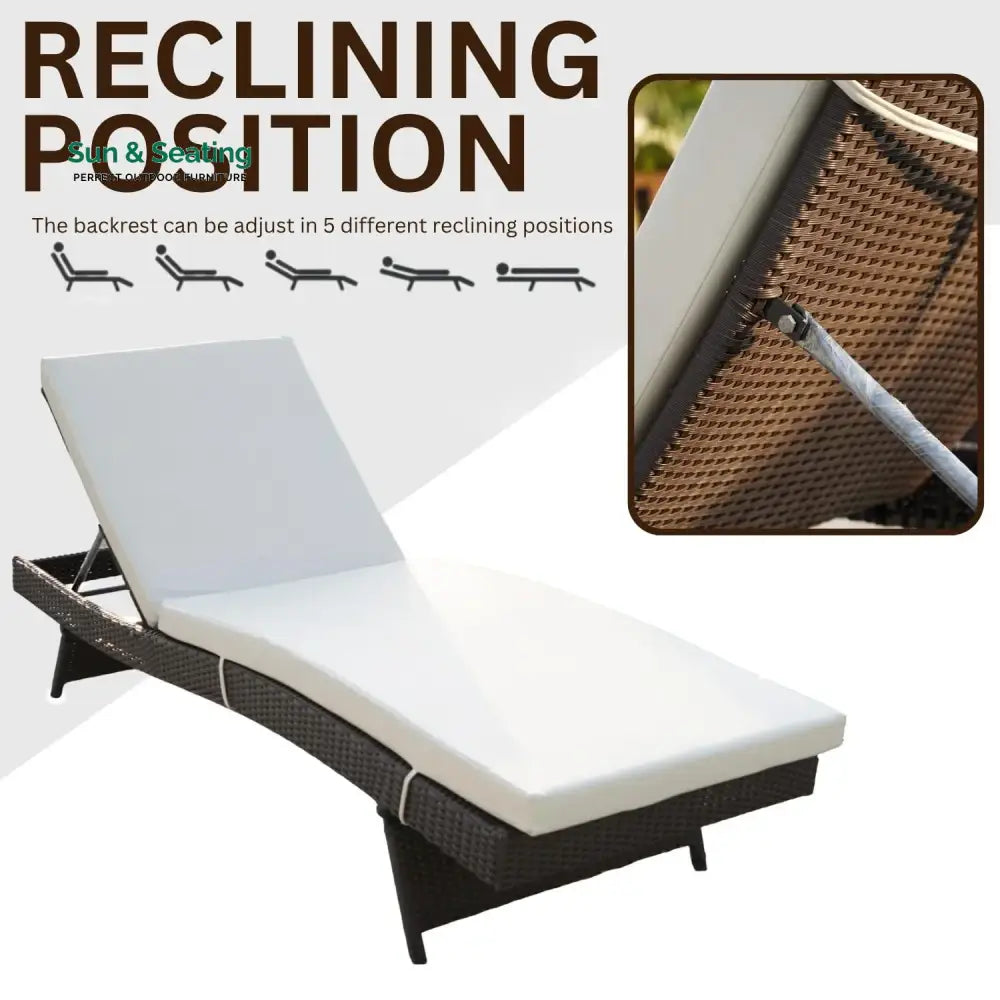 Aiko All-Weather HDPE Wicker Outdoor Chaise Lounge Chair Set of 2 Lounger Set