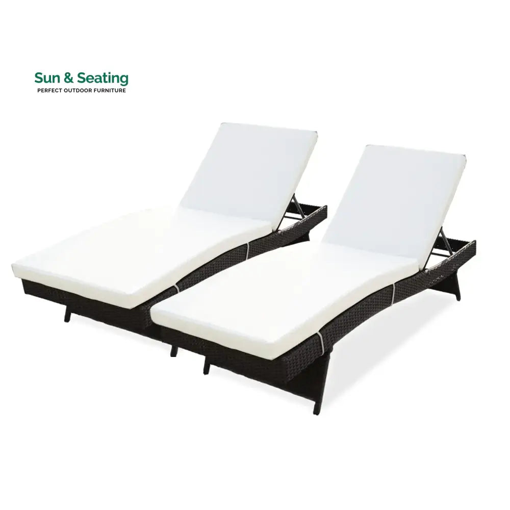 Aiko All-Weather HDPE Wicker Outdoor Chaise Lounge Chair Set of 2 Lounger Set
