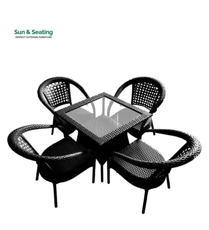 Aiman Outdoor Patio Seating Set 4 Chairs and 1 Table Set Coffee Table Sets
