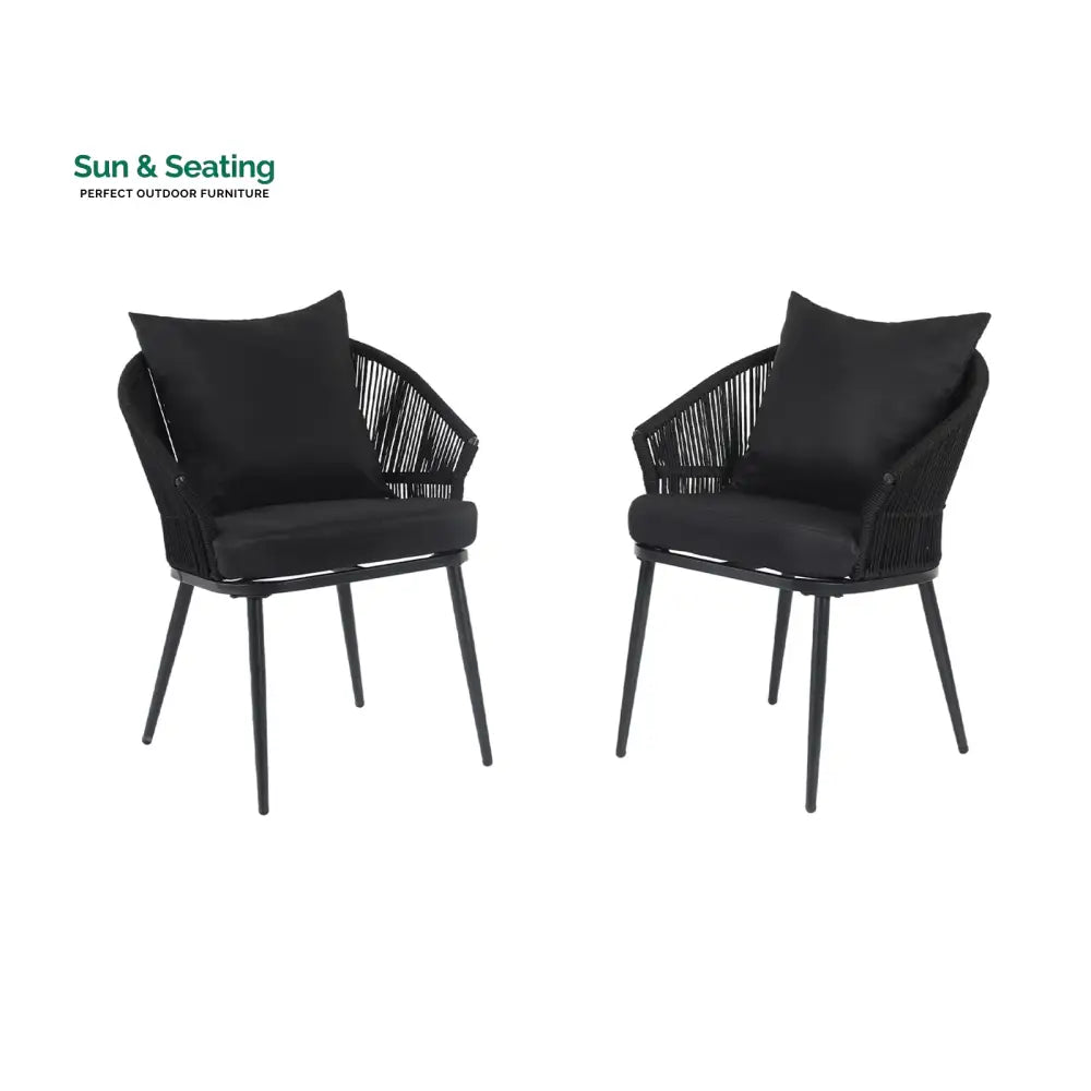 Aina Outdoor Patio Seating Set 2 Chairs Set Braid &amp; Rope Coffee Table Sets