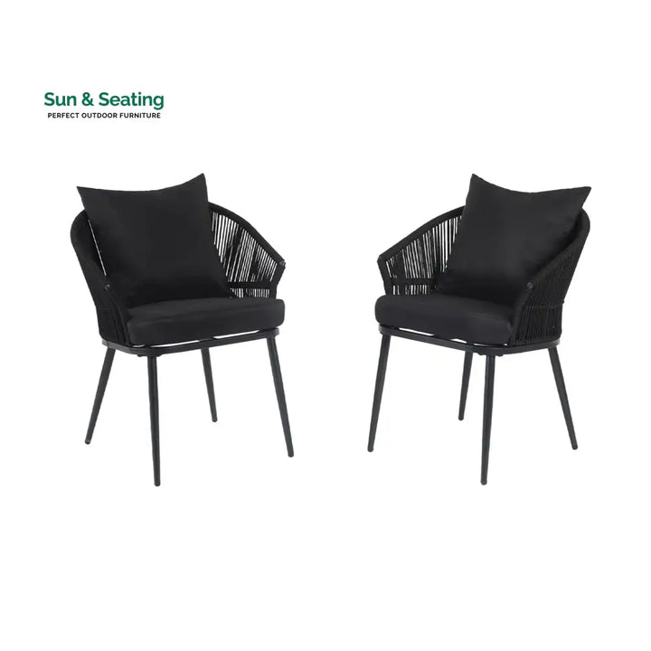 Aina Outdoor Patio Seating Set 2 Chairs Set Braid &amp; Rope Coffee Table Sets