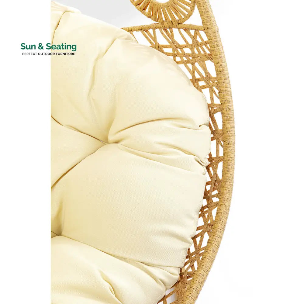 Ajax Single Seater Hanging Swing With Stand For Balcony Garden (Khaki) Swings