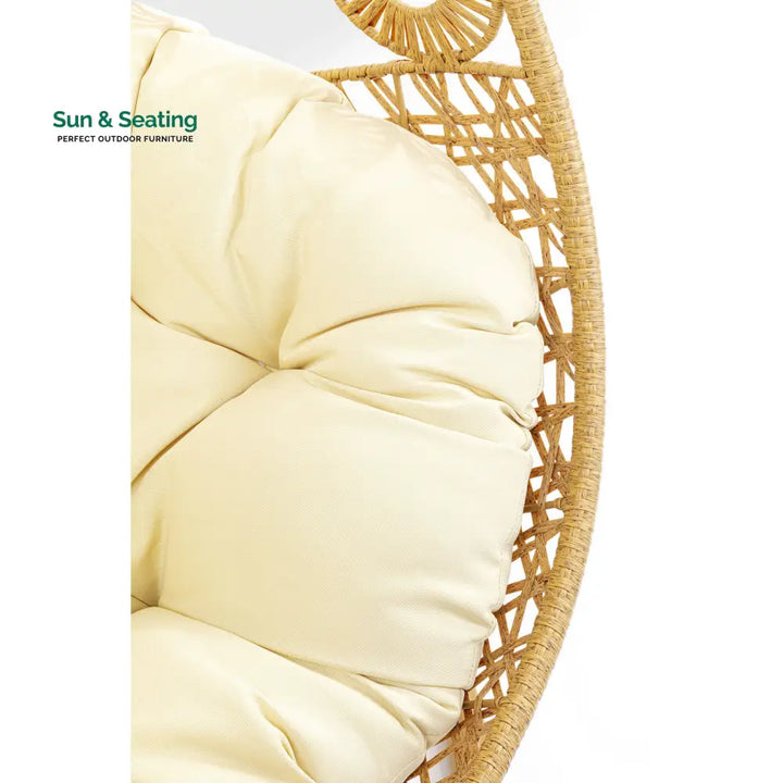 Ajax Single Seater Hanging Swing With Stand For Balcony Garden (Khaki) Swings